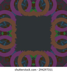 Circular seamless  pattern of abstract motif, spots,hole,waves, copy space. Handmade.