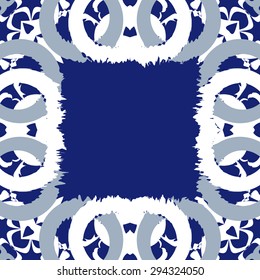 Circular seamless  pattern of abstract motif, spots,hole,waves, copy space. Handmade.