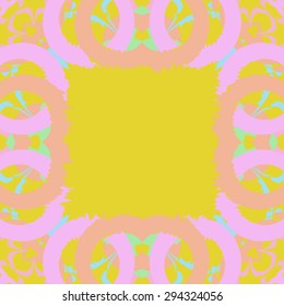 Circular seamless  pattern of abstract motif, spots,hole,waves, copy space. Handmade.
