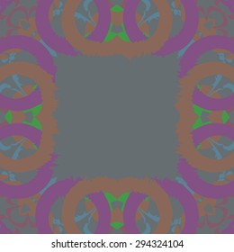 Circular seamless  pattern of abstract motif, spots,hole,waves, copy space. Handmade.