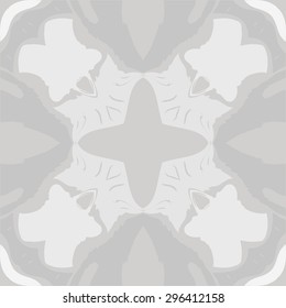 Circular seamless  pattern of  abstract motif, spots, waves, hole, cross, copy space. Handmade.