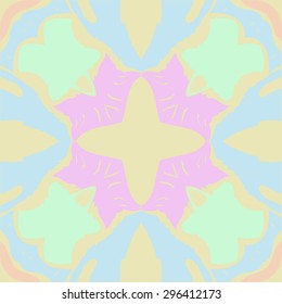 Circular seamless  pattern of  abstract motif, spots, waves, hole, cross, copy space. Handmade.