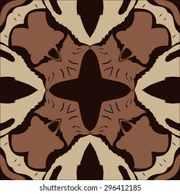 Circular seamless  pattern of  abstract motif, spots, waves, hole, cross, copy space. Handmade.