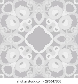 Circular seamless  pattern of abstract motif, spots, stars, waves, copy space. Handmade.