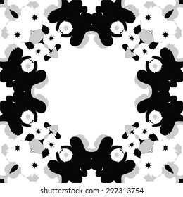 Circular seamless  pattern of abstract motif, spots, stars, copy space. Handmade.