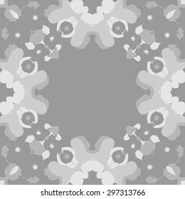 Circular seamless  pattern of abstract motif, spots, stars, copy space. Handmade.