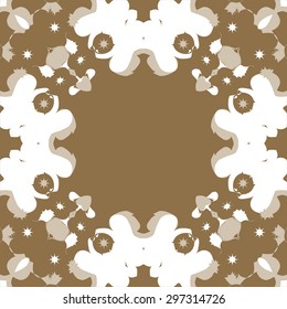 Circular seamless  pattern of abstract motif, spots, stars, copy space. Handmade.