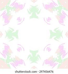 Circular seamless  pattern of abstract motif, spots, doodles, scribbles copy space. Hand drawn.