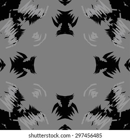 Circular seamless  pattern of abstract motif, spots, doodles, scribbles copy space. Hand drawn.