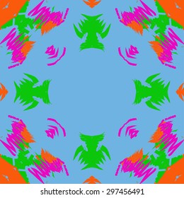 Circular seamless  pattern of abstract motif, spots, doodles, scribbles copy space. Hand drawn.