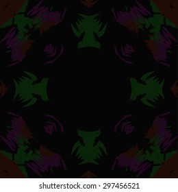 Circular seamless  pattern of abstract motif, spots, doodles, scribbles copy space. Hand drawn.