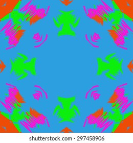 Circular seamless  pattern of abstract motif, spots, doodles, scribbles copy space. Hand drawn.