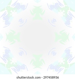 Circular seamless  pattern of abstract motif, spots, doodles, scribbles copy space. Hand drawn.