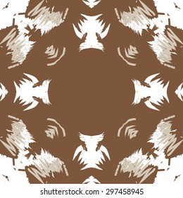 Circular seamless  pattern of abstract motif, spots, doodles, scribbles copy space. Hand drawn.