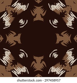 Circular seamless  pattern of abstract motif, spots, doodles, scribbles copy space. Hand drawn.