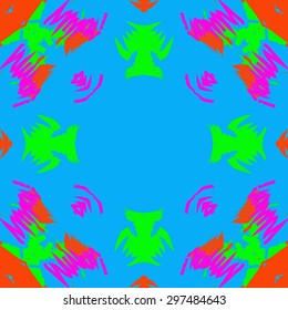 Circular seamless  pattern of abstract motif, spots, doodles, scribbles copy space. Hand drawn.