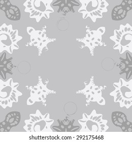 Circular  seamless pattern of abstract motif,hole, spots, spirals, waves, copy space. Hand drawn. 