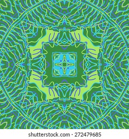 Circular seamless pattern of colored decorative motif ,hole, stripes. Hand drawn.