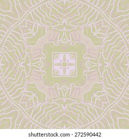 Circular seamless pattern of colored decorative motif ,hole, stripes. Hand drawn.