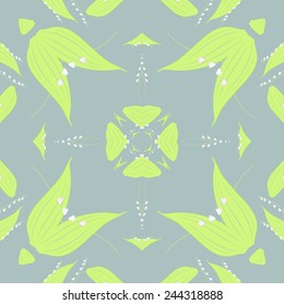 Circular seamless pattern of colored floral motif on a pale azure background. Hand drawn.