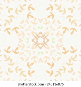 Circular seamless  pattern of colored floral motif, mushrooms   on a  white   background. Hand drawn.