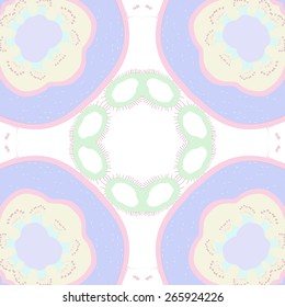 Circular seamless pattern of colored floral motif. Hand drawn.