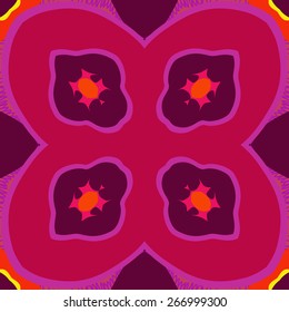 Circular seamless pattern of colored  floral motif. Hand drawn.