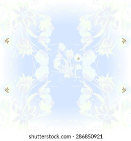 Circular seamless  pattern of colored floral motif, bouquets of tulips, crocuses. Hand drawn.