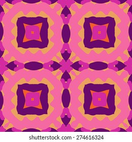 Circular  seamless pattern of colored motif, spots,star, waves. Hand drawn.