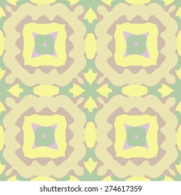 Circular  seamless pattern of colored motif, spots,star, waves. Hand drawn.