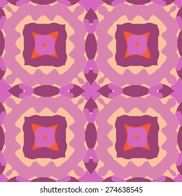 Circular  seamless pattern of colored motif, spots,star, waves. Hand drawn.