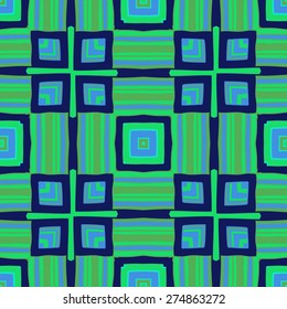 Circular  seamless pattern of colored motif, spots, stripes, cross. Hand drawn.