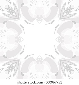 Circular seamless  pattern of decorative floral motif,  stripes, spots, hole, copy space. Hand drawn.