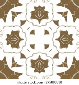 Circular seamless  pattern of decorative flower, spirals, spots, hole, cross. Hand drawn.