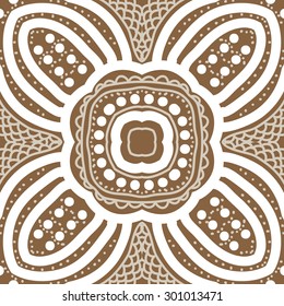 Circular seamless  pattern of decorative flower, doodles, scribbles, waves. Hand drawn.