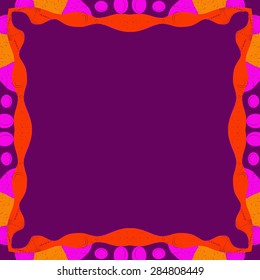 Circular  seamless pattern of  decorative frame, spots,ellipses, wave, copy space. Hand drawn.