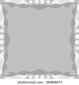 Circular  seamless pattern of  decorative frame, spots,ellipses, wave, copy space. Hand drawn.