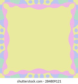 Circular  seamless pattern of  decorative frame, spots,ellipses, wave, copy space. Hand drawn.