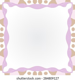 Circular  seamless pattern of  decorative frame, spots,ellipses, wave, copy space. Hand drawn.