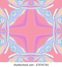Circular seamless pattern of decorative motif, stripes, spots, cross . Hand drawn.