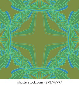 Circular seamless pattern of decorative motif, stripes, spots, cross . Hand drawn.
