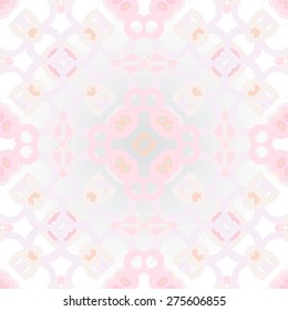 Circular seamless  pattern of decorative motif, spots, stars, bagels, ellipses. Handmade.