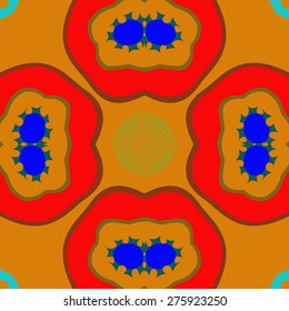 Circular  seamless pattern of decorative motif, spots, stars. Hand drawn.