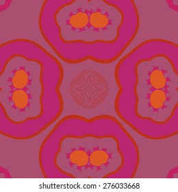 Circular  seamless pattern of decorative motif, spots, stars. Hand drawn.