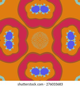 Circular  seamless pattern of decorative motif, spots, stars. Hand drawn.