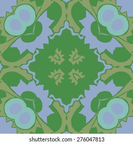 Circular  seamless pattern of decorative motif, spots, zigzags, ellipses. Hand drawn.