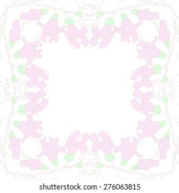 Circular  seamless pattern of decorative motif, garland, copy space. Hand drawn.