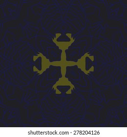 Circular  seamless pattern of  decorative motif, stripes, spots, cross. Hand drawn.