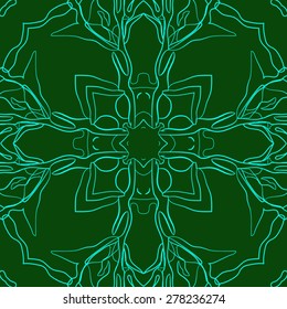 Circular  seamless pattern of  decorative motif, stripes,  cross. Hand drawn.