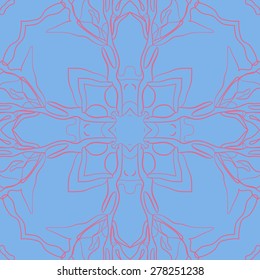Circular  seamless pattern of  decorative motif, stripes,  cross. Hand drawn.